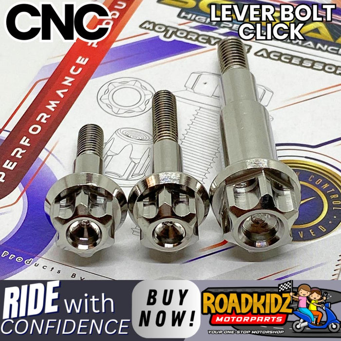 CNC LEVER BOLT FOR CLICK 125/150/GC GLOSSY, HIGH QUALITY