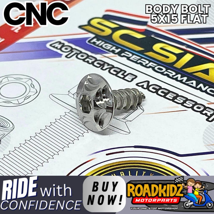 CNC BODY SCREW BOLT 5X15 YAMAHA FLAT HEAD