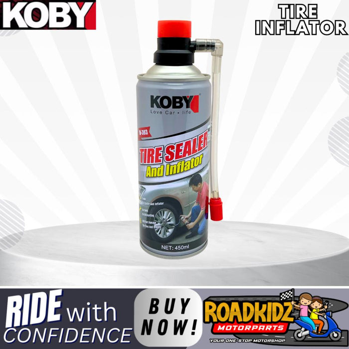 KOBY Tire Sealer and Inflator 450ml - Easy Fix for Flat Tires