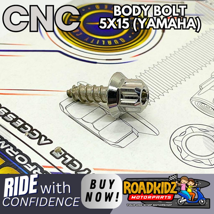 CNC BODY BOLT 5X15 YAMAHA FOR NMAX/MIO/AEROX/ADV/RAIDER/SMASH/SKDRIVE 1 PIECE ONLY