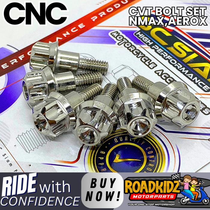 CNC CVT BOLT SET NMAX,AEROX 6PCS SC SIAM