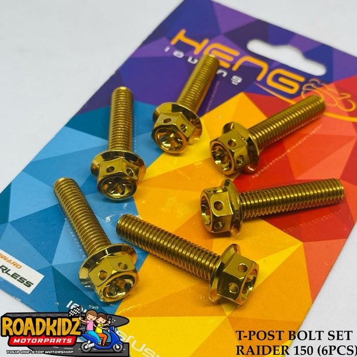 HENG T-POST BOLT SET RAIDER 150 CARB/FI 6PCS
